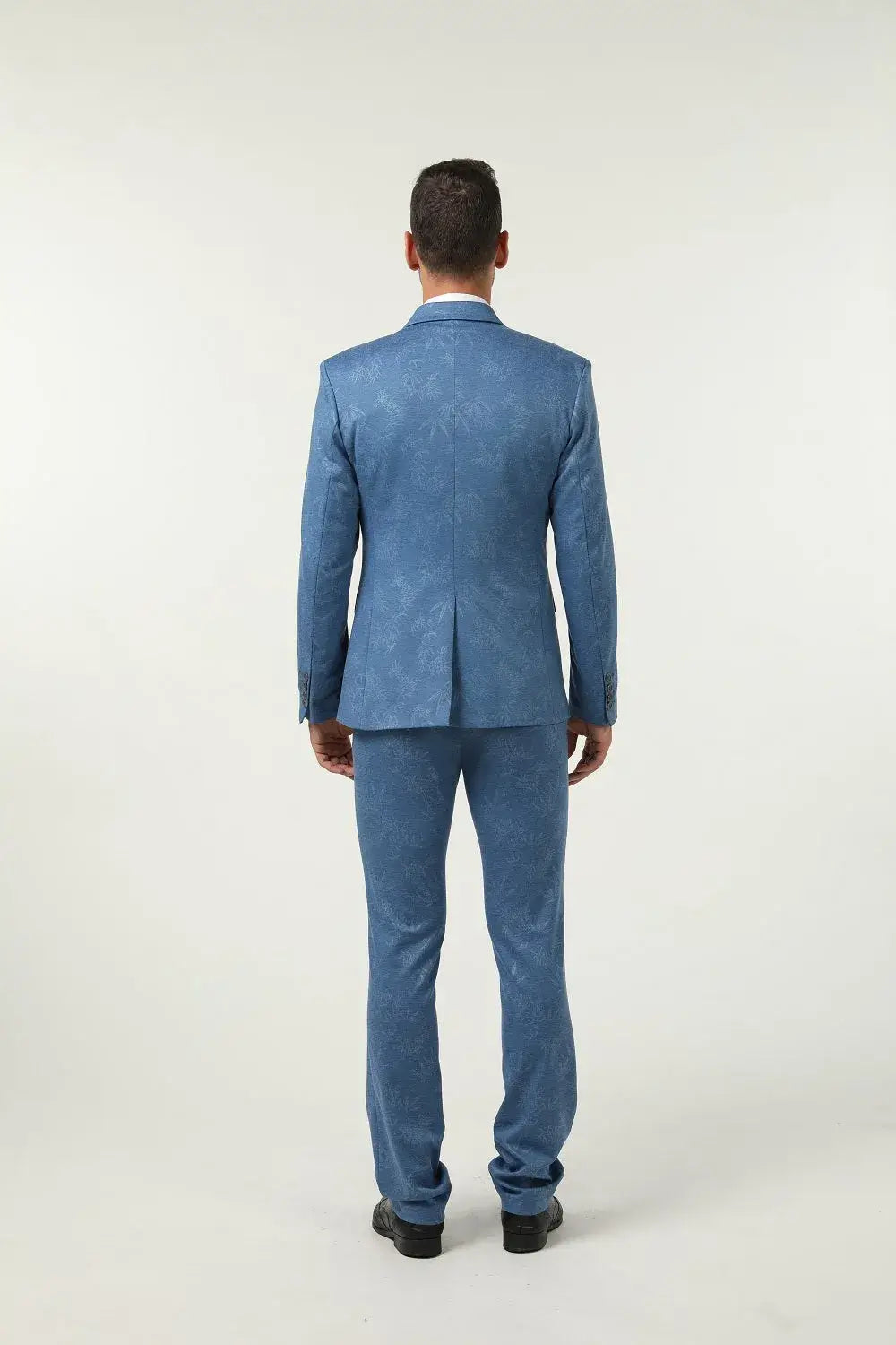 MANSSINO™ | Men's Blue Patterned Party 3-Piece Suit