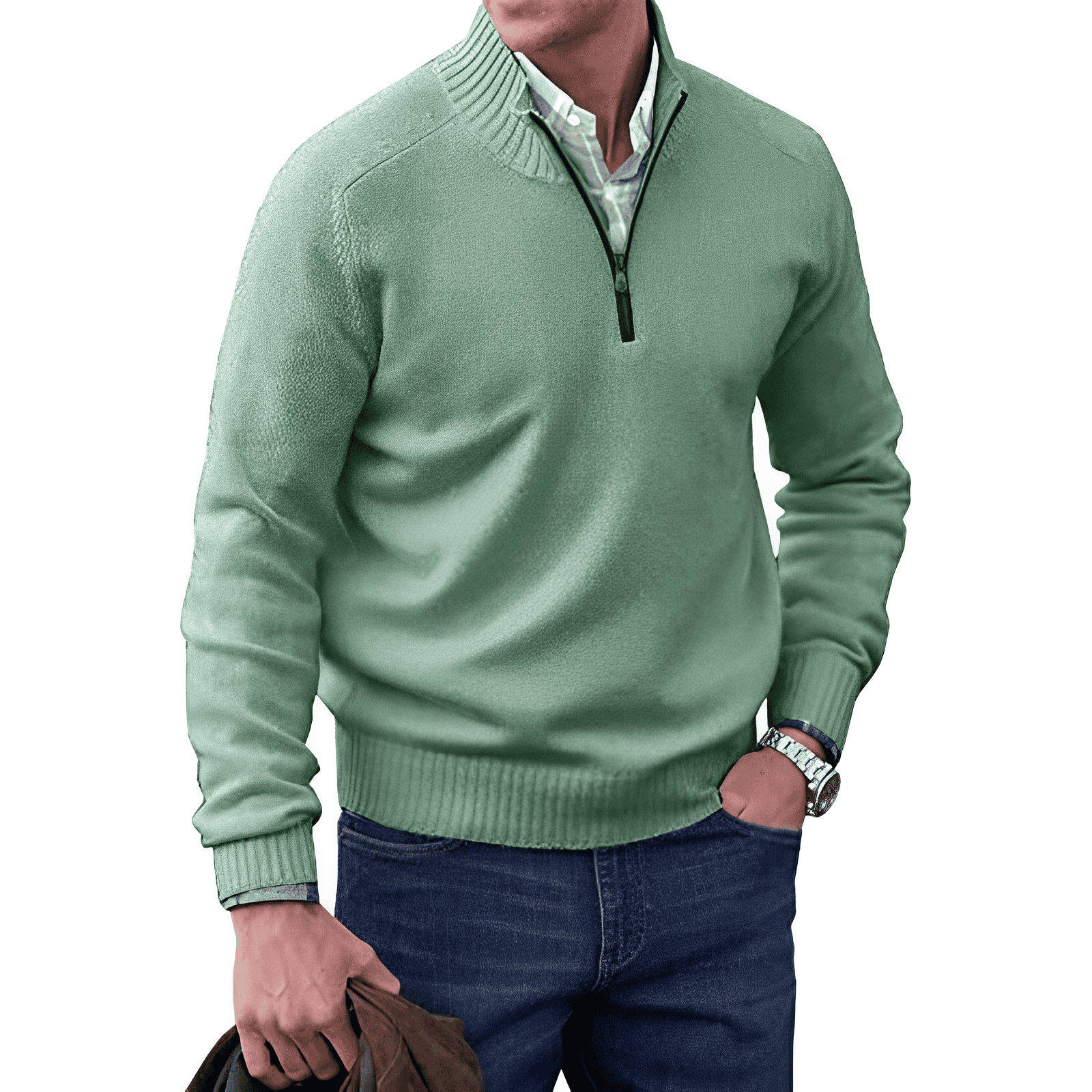 MANSSINO™ | Zip-Neck High-collar knit