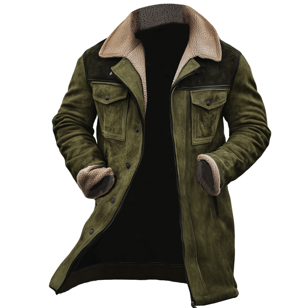 MANSSINO™ | Men's Mid-Length Shearling-Trim Winter Coat