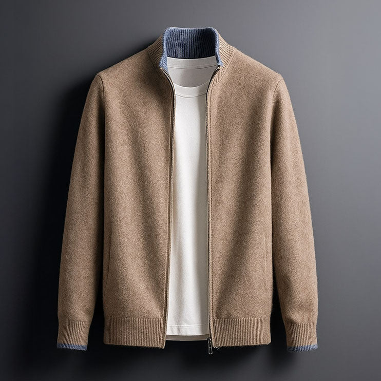 MANSSINO™ | Contrast-Trim Full-Zip Knit