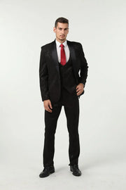 MANSSINO™ | Men's Black Luxe Prom 3 Piece Suit