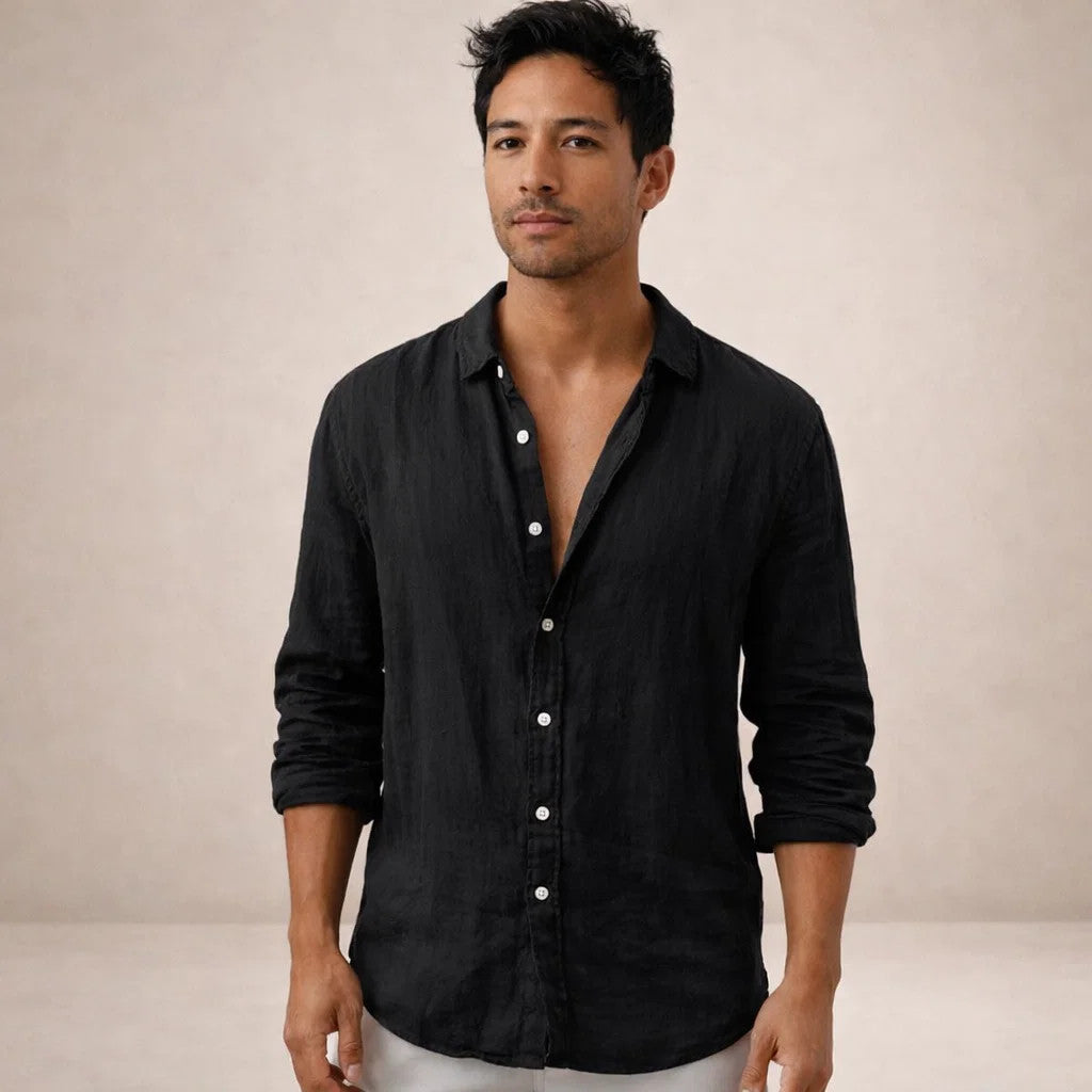 MANSSINO™ | Open-Collar Linen Shirt
