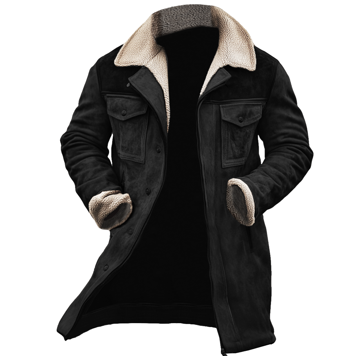 MANSSINO™ | Men's Mid-Length Shearling-Trim Winter Coat