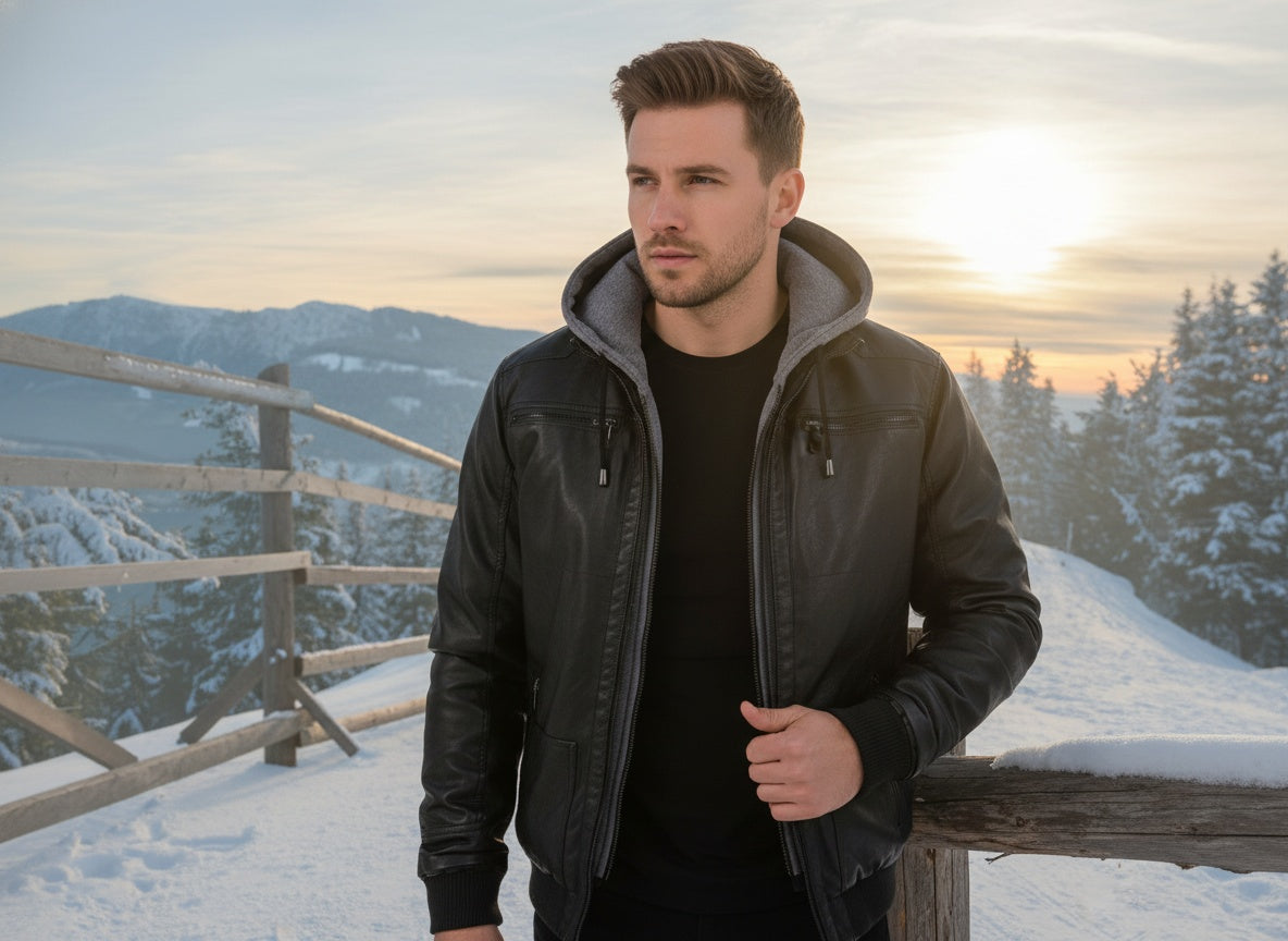 MANSSINO™ | Cold-Weather Hooded Leather Jacket