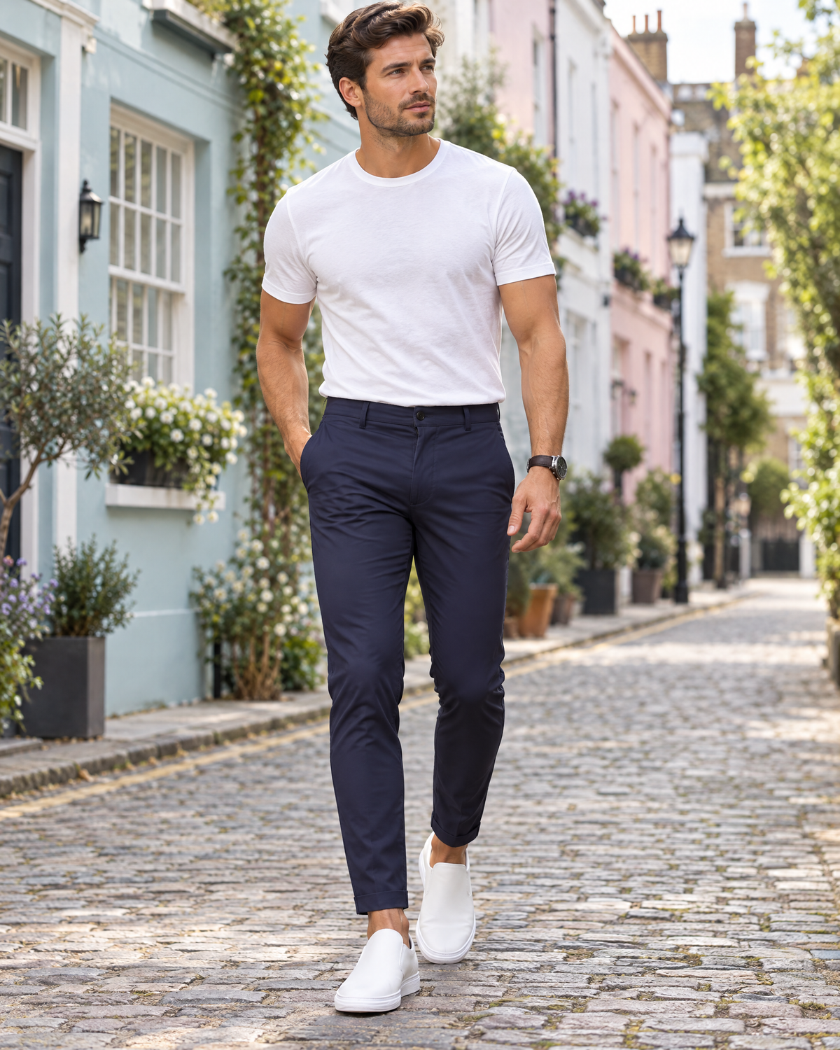 Men's Slim Stretch Chinos Navy Blue