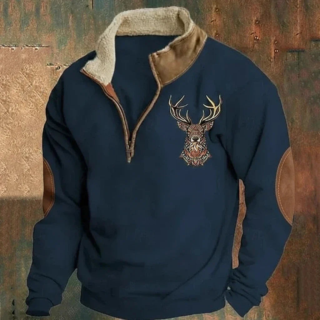 MANSSINO™ | Half-Zip Fleece-Lined Stag Knit