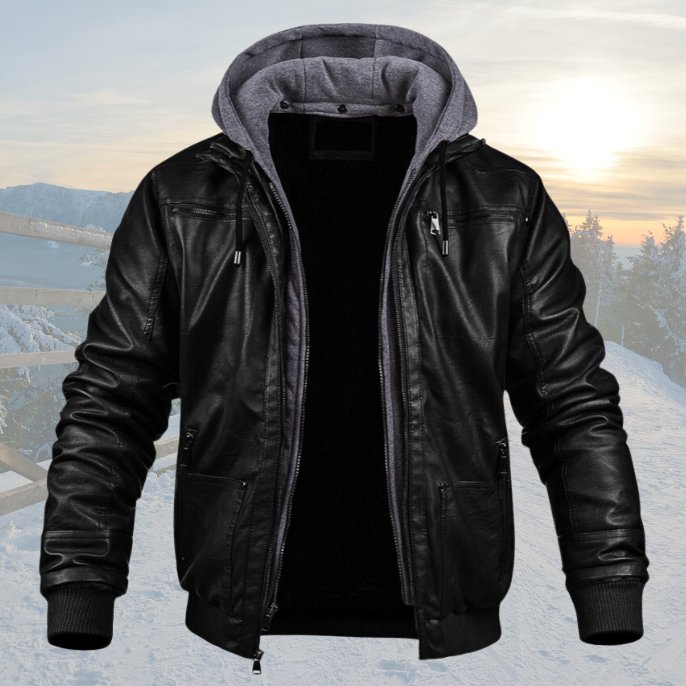 MANSSINO™ | Cold-Weather Hooded Leather Jacket