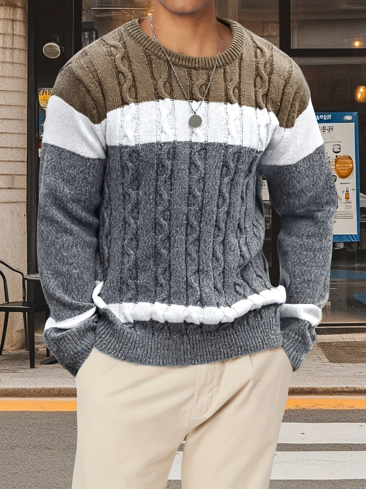 MANSSINO™ | Textured Cable-Knit Sweater