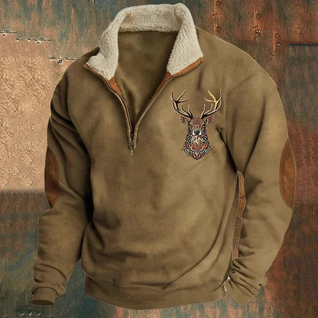 MANSSINO™ | Half-Zip Fleece-Lined Stag Knit