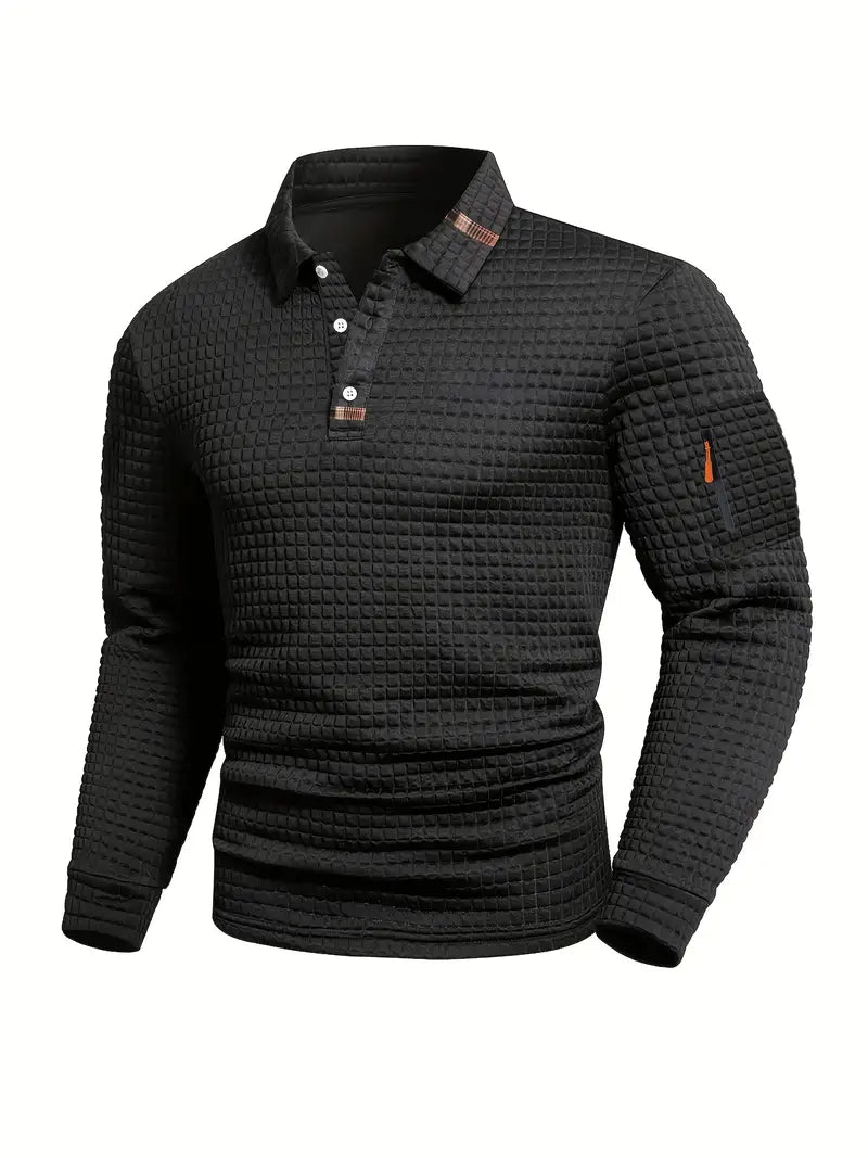 MANSSINO™ | Textured Long-Sleeve Polo
