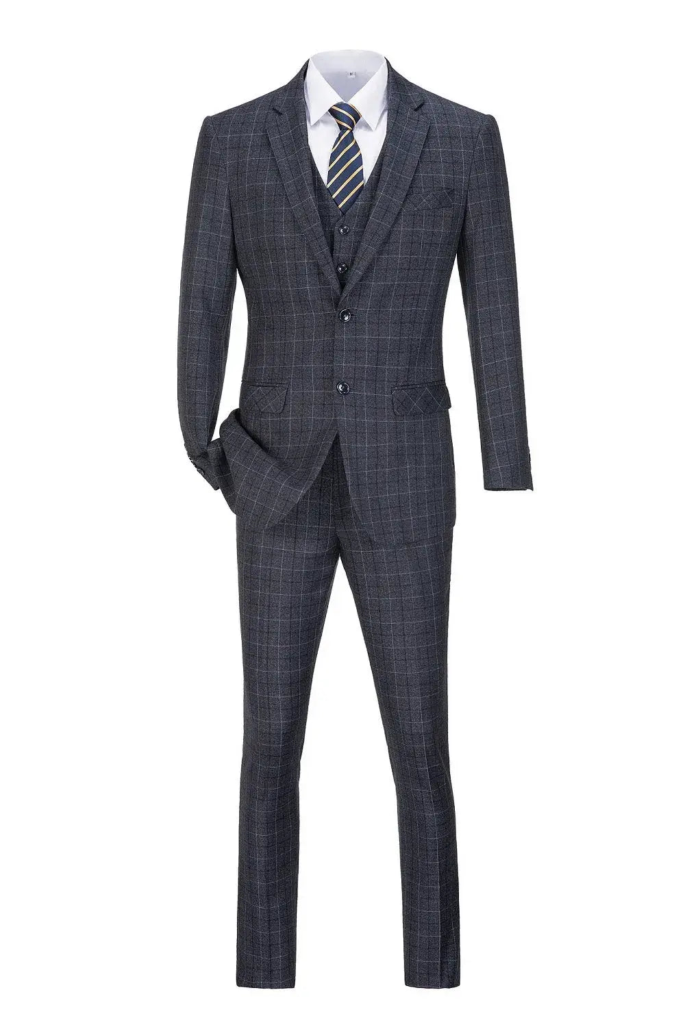 MANSSINO™ | Men's Classic Fit Plaid 3-Piece Suit