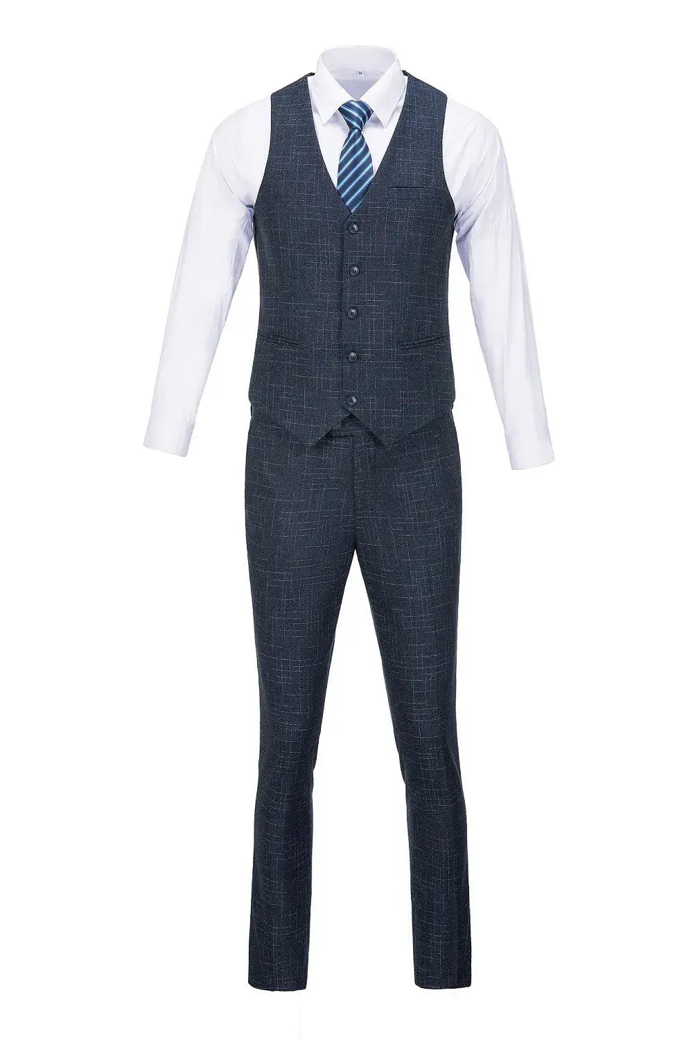 MANSSINO™ | Men's Double-Breasted Plaid 3-Piece Suit
