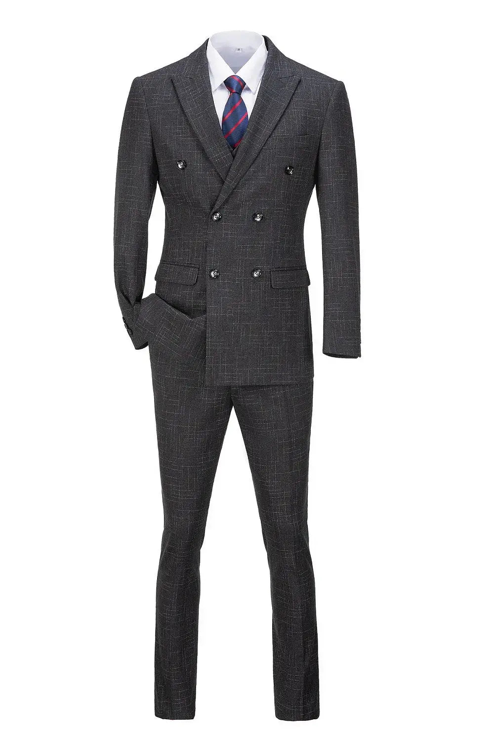MANSSINO™ | Men's Double-Breasted Plaid 3-Piece Suit