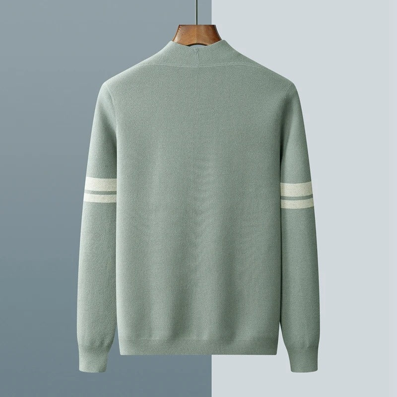 MANSSINO™ | Merino Stripe-Sleeve Button Cardigan