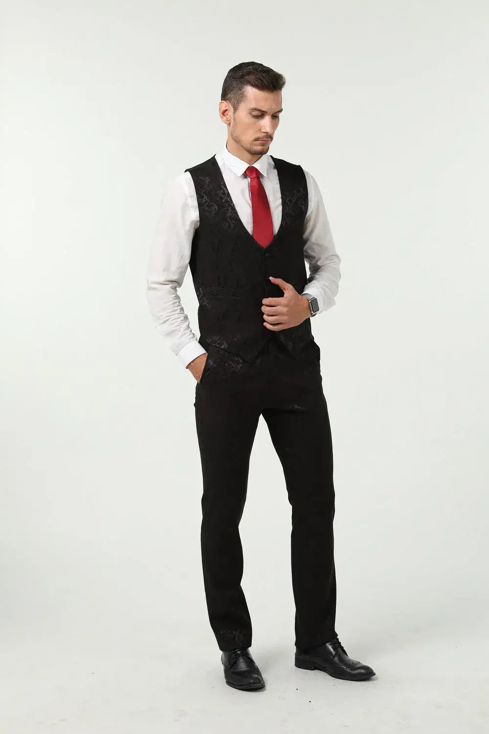 MANSSINO™ | Men's Black Luxe Prom 3 Piece Suit
