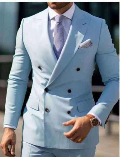 MANSSINO™ | Men's Peak Lapel Double-Breasted 2-Piece Suit
