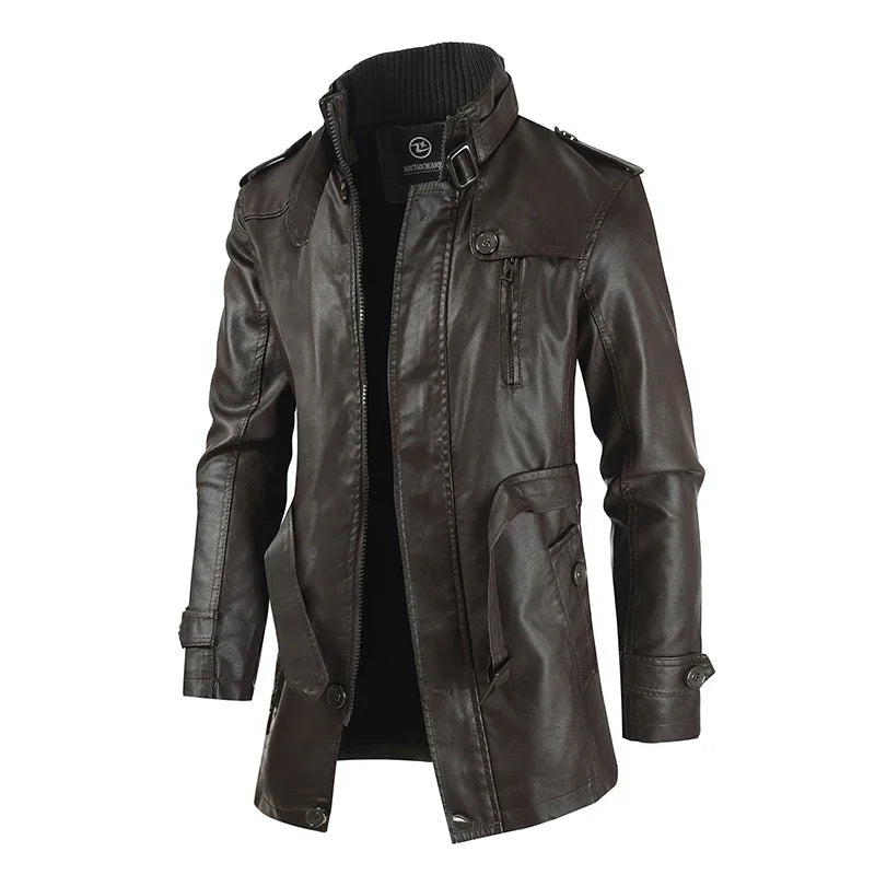 MANSSINO™ | Elegant Long Leather Biker Jacket