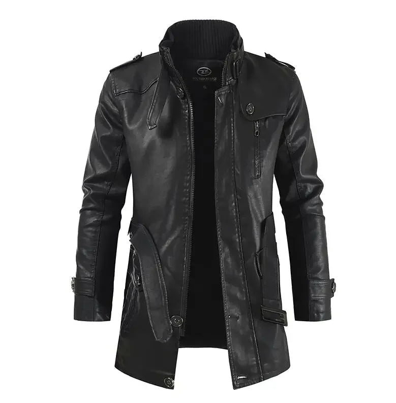 MANSSINO™ | Elegant Long Leather Biker Jacket