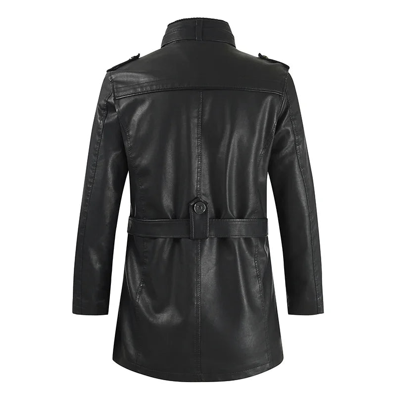MANSSINO™ | Elegant Long Leather Biker Jacket
