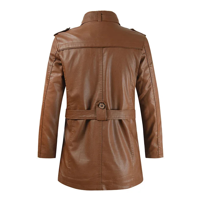 MANSSINO™ | Elegant Long Leather Biker Jacket