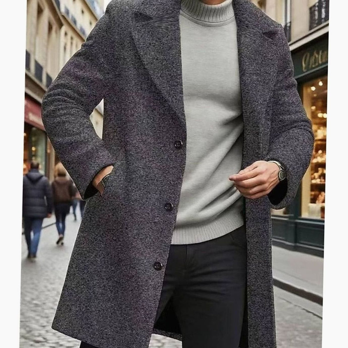 MANSSINO™ | Classic Long Wool Coat Single-Breasted Overcoat