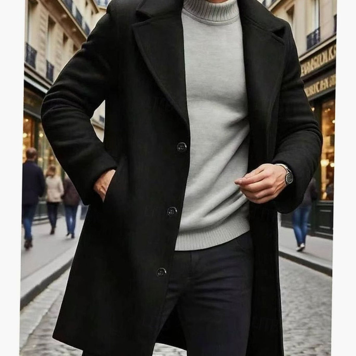 MANSSINO™ | Classic Long Wool Coat Single-Breasted Overcoat