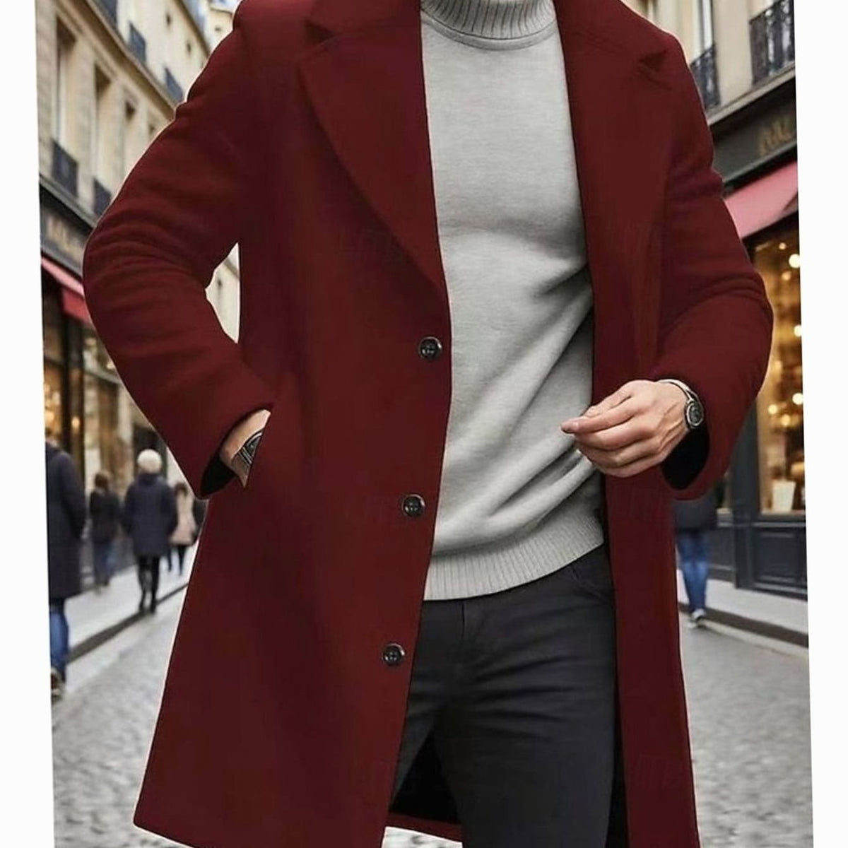 MANSSINO™ | Classic Long Wool Coat Single-Breasted Overcoat
