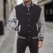 MANSSINO™ | Classic Varsity Bomber Jacket Ribbed Snap-Button
