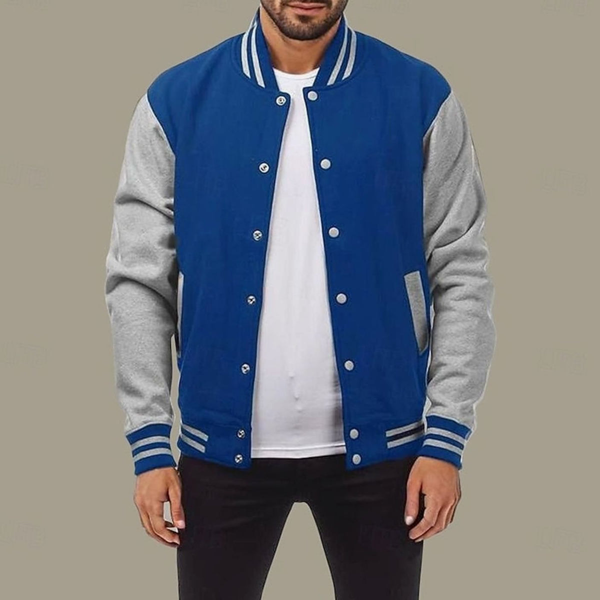 MANSSINO™ | Classic Varsity Bomber Jacket Ribbed Snap-Button