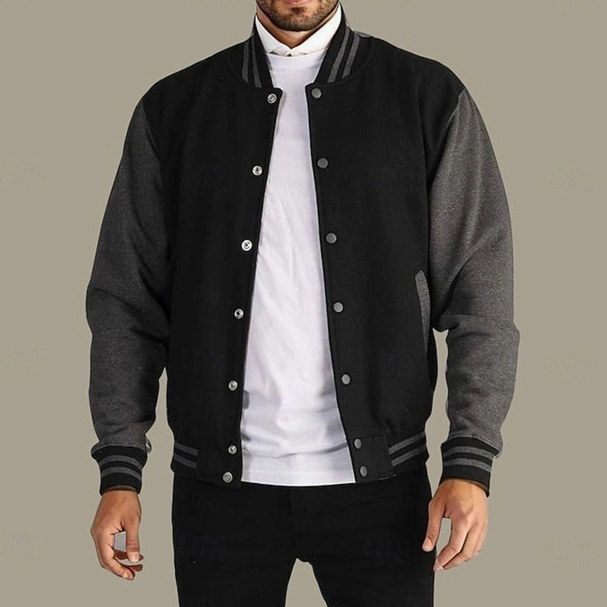 MANSSINO™ | Classic Varsity Bomber Jacket Ribbed Snap-Button