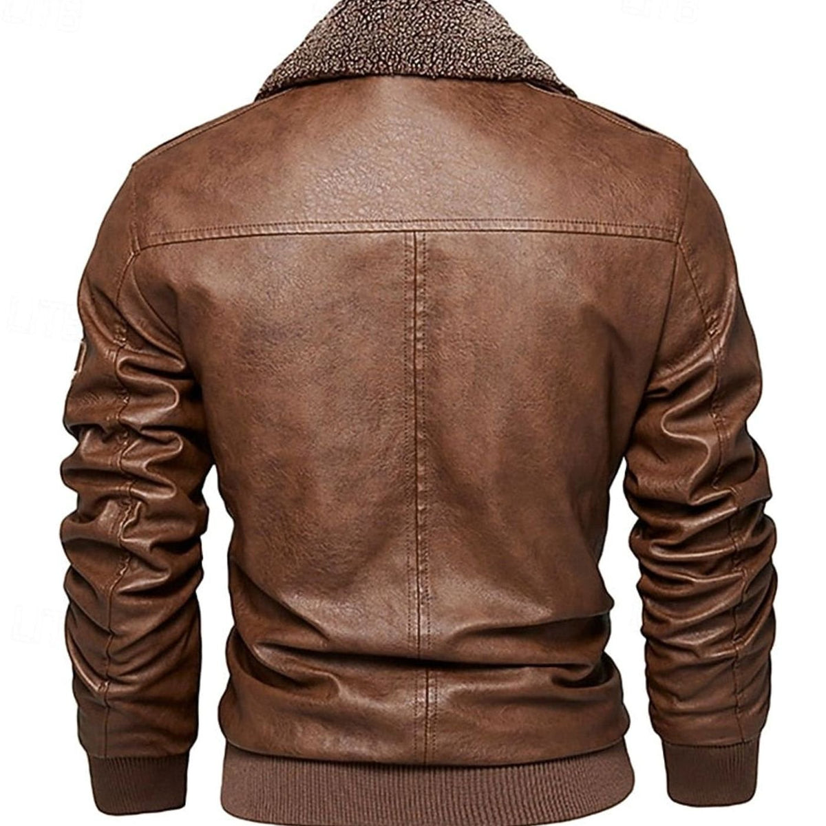 MANSSINO™ | Faux Leather Sherpa-Collar Aviator Bomber Jacket