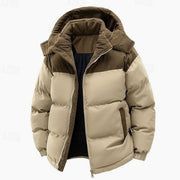 MANSSINO™ | Quilted Hooded Two-Tone Corduroy Puffer Jacket