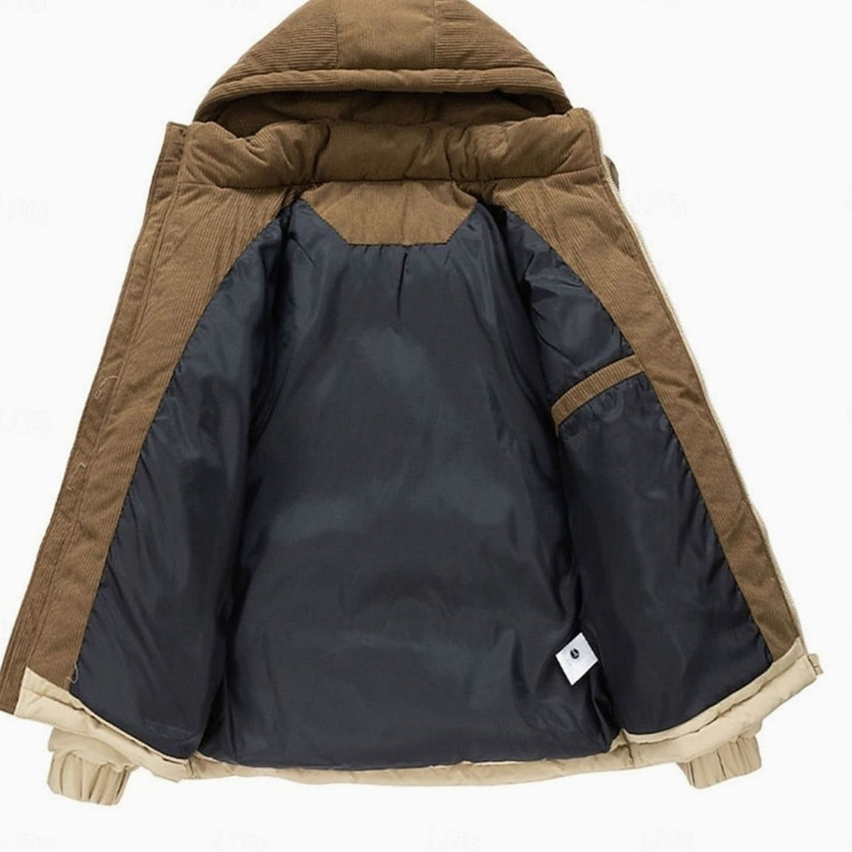 MANSSINO™ | Quilted Hooded Two-Tone Corduroy Puffer Jacket