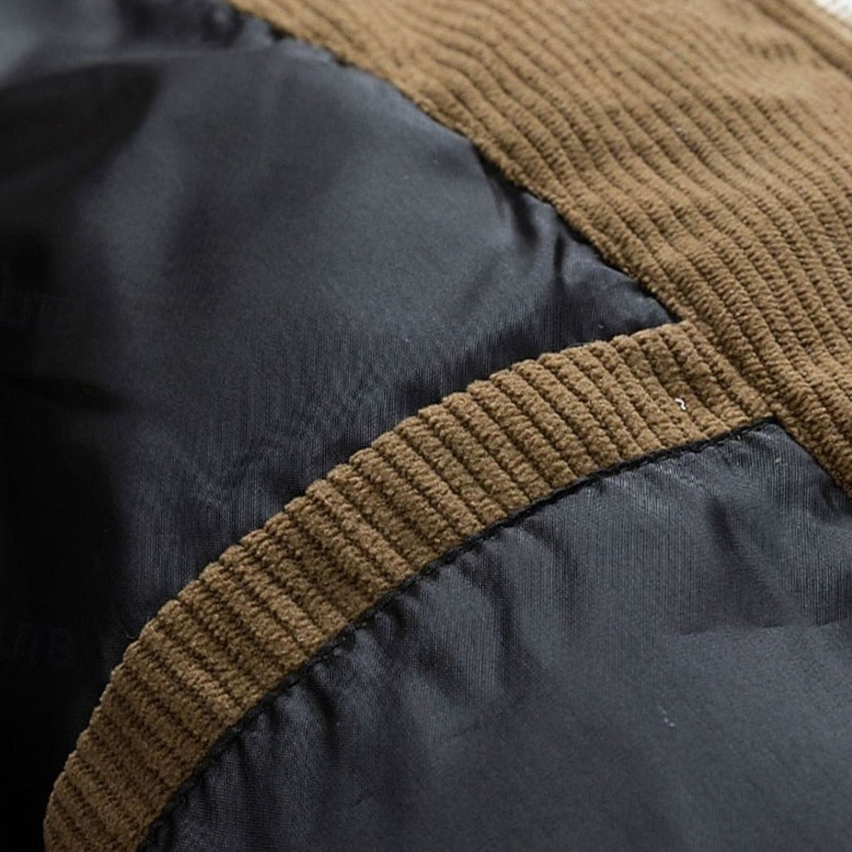 MANSSINO™ | Quilted Hooded Two-Tone Corduroy Puffer Jacket