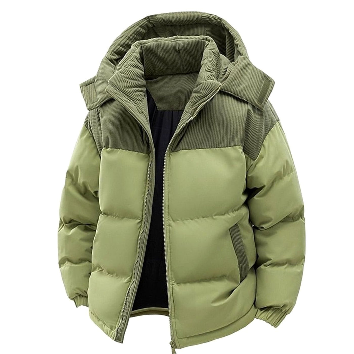 MANSSINO™ | Quilted Hooded Two-Tone Corduroy Puffer Jacket