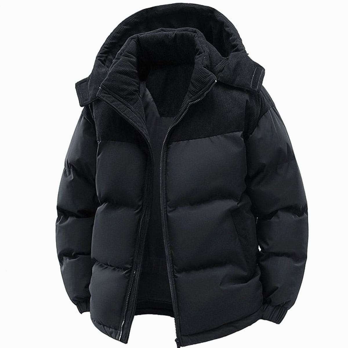 MANSSINO™ | Quilted Hooded Two-Tone Corduroy Puffer Jacket