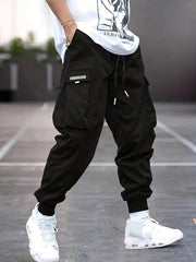 MANSSINO™ | Relaxed-Fit Drawstring Cargo Jogger Pants with Ribbed Ankle Cuffs