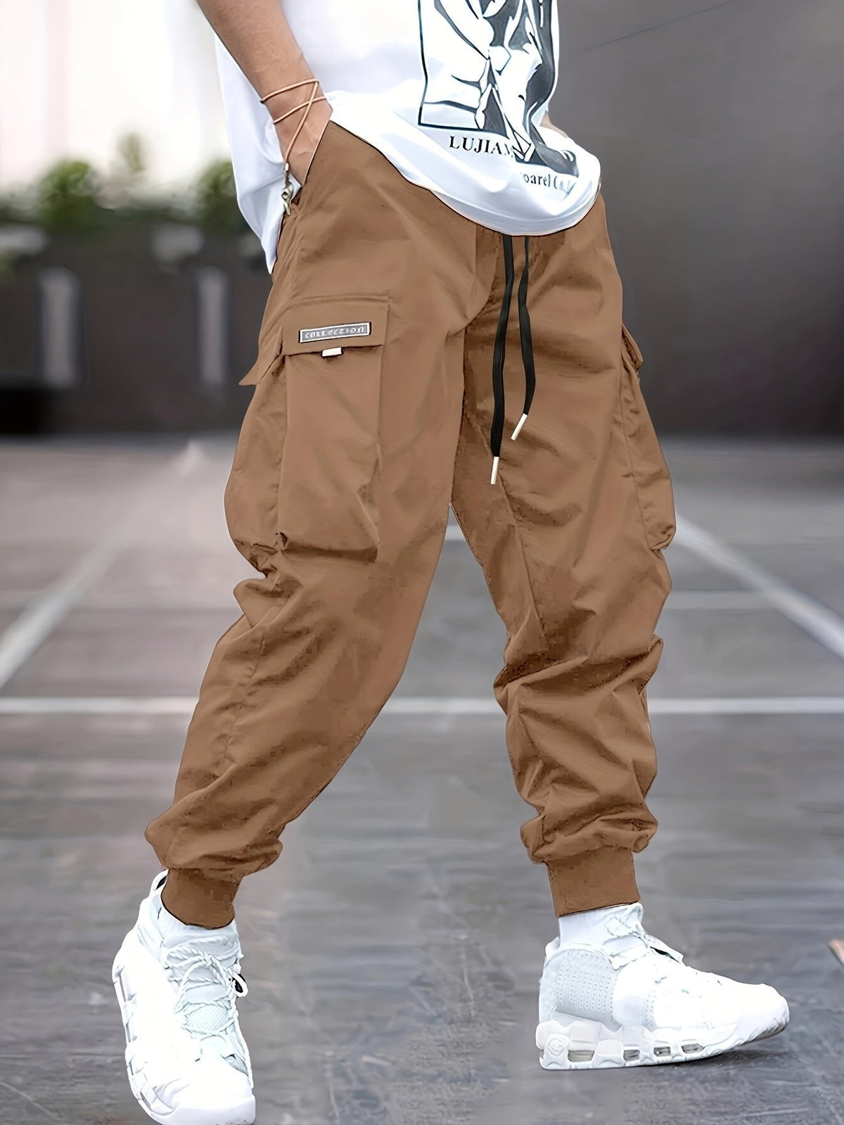 MANSSINO™ | Relaxed-Fit Drawstring Cargo Jogger Pants with Ribbed Ankle Cuffs