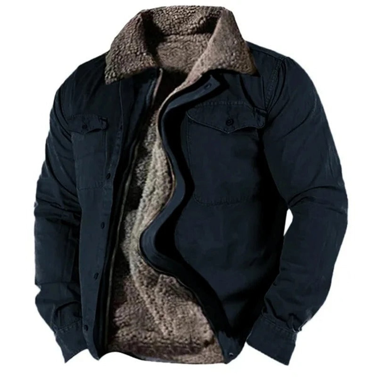 MANSSINO™ | Sherpa-Lined Western Snap-Button Cardigan Jacket