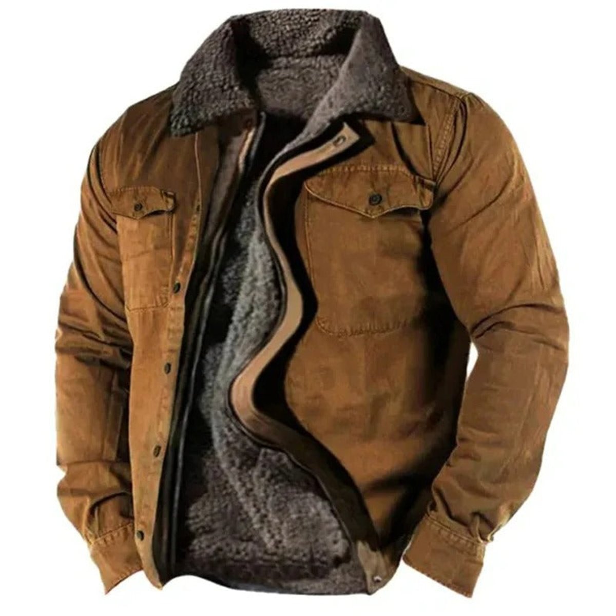 MANSSINO™ | Sherpa-Lined Western Snap-Button Cardigan Jacket