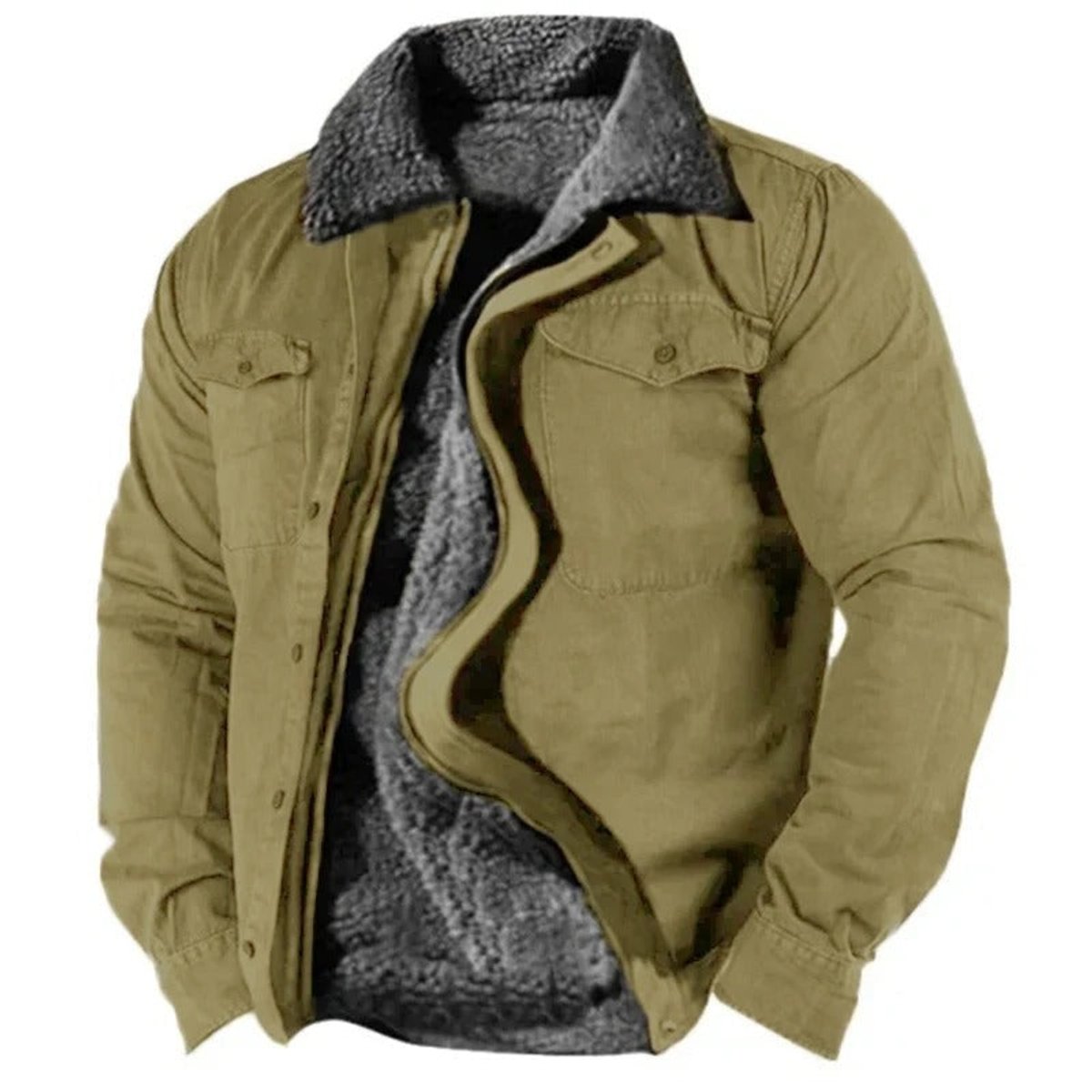 MANSSINO™ | Sherpa-Lined Western Snap-Button Cardigan Jacket