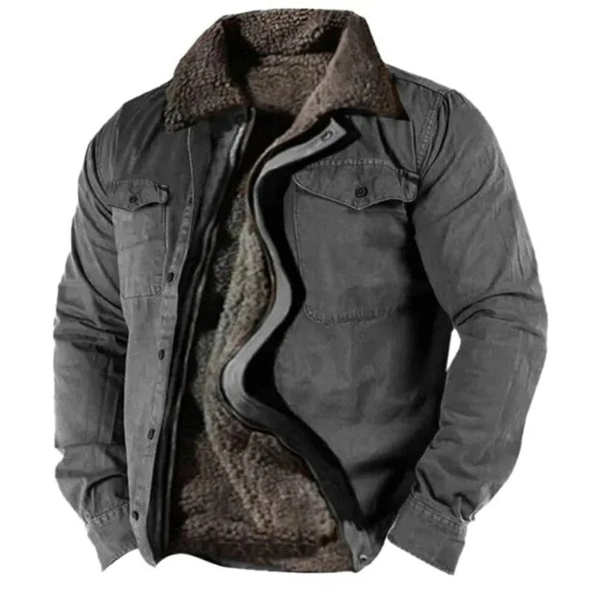 MANSSINO™ | Sherpa-Lined Western Snap-Button Cardigan Jacket
