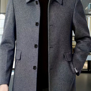 MANSSINO™ | Single-Breasted Wool Overcoat Classic Collar Topcoat