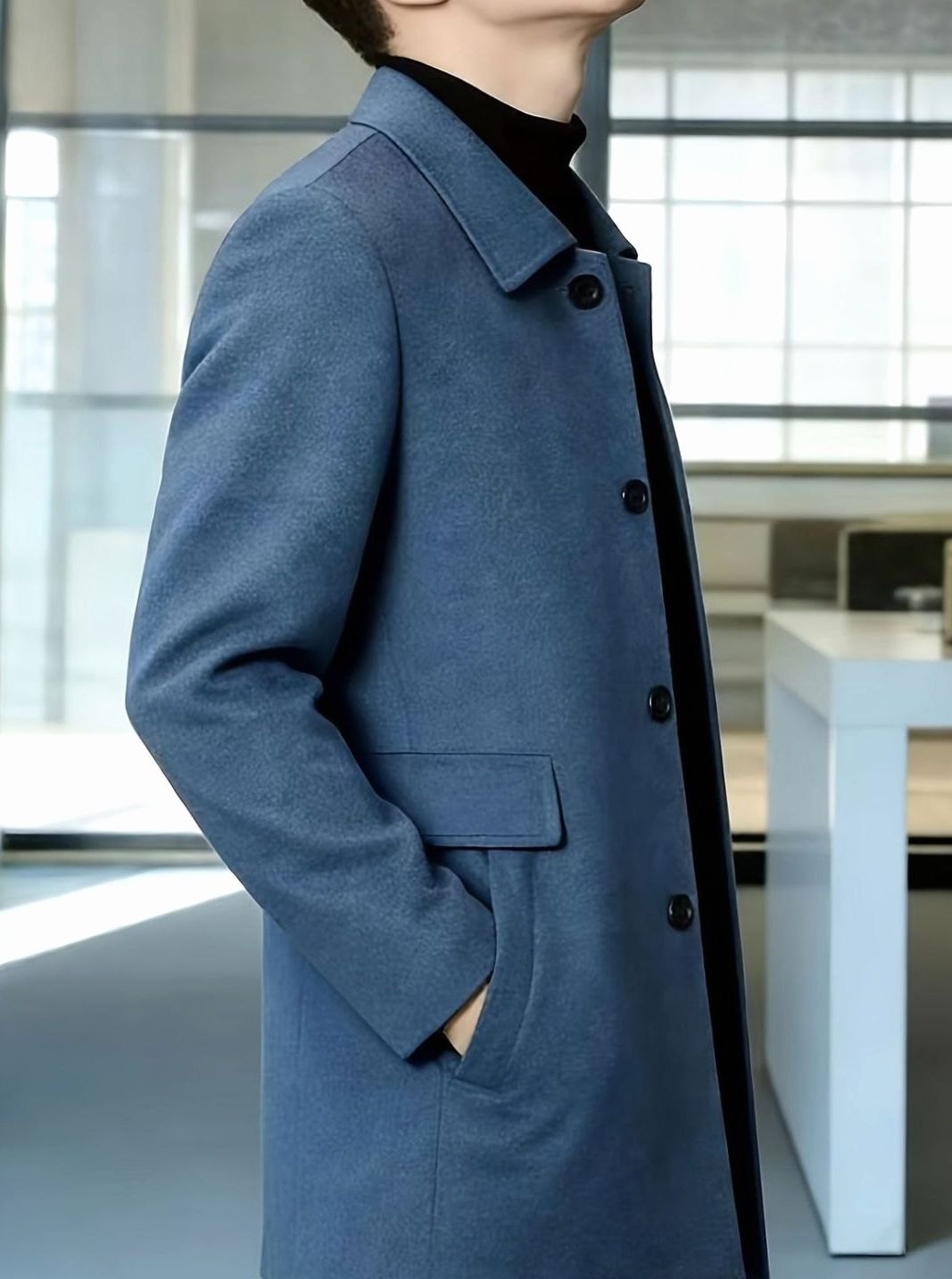 MANSSINO™ | Single-Breasted Wool Overcoat Classic Collar Topcoat