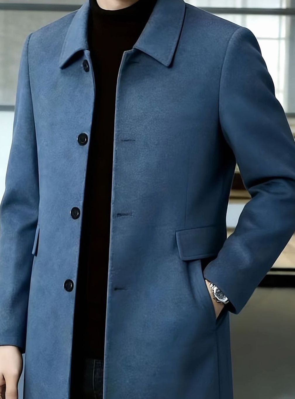 MANSSINO™ | Single-Breasted Wool Overcoat Classic Collar Topcoat