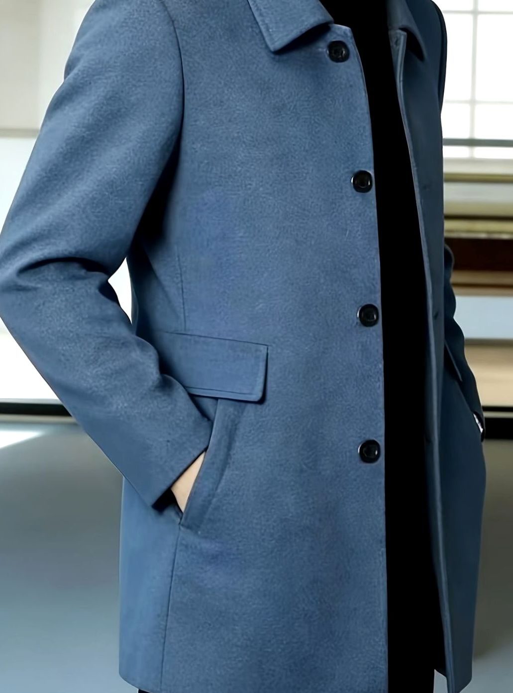 MANSSINO™ | Single-Breasted Wool Overcoat Classic Collar Topcoat