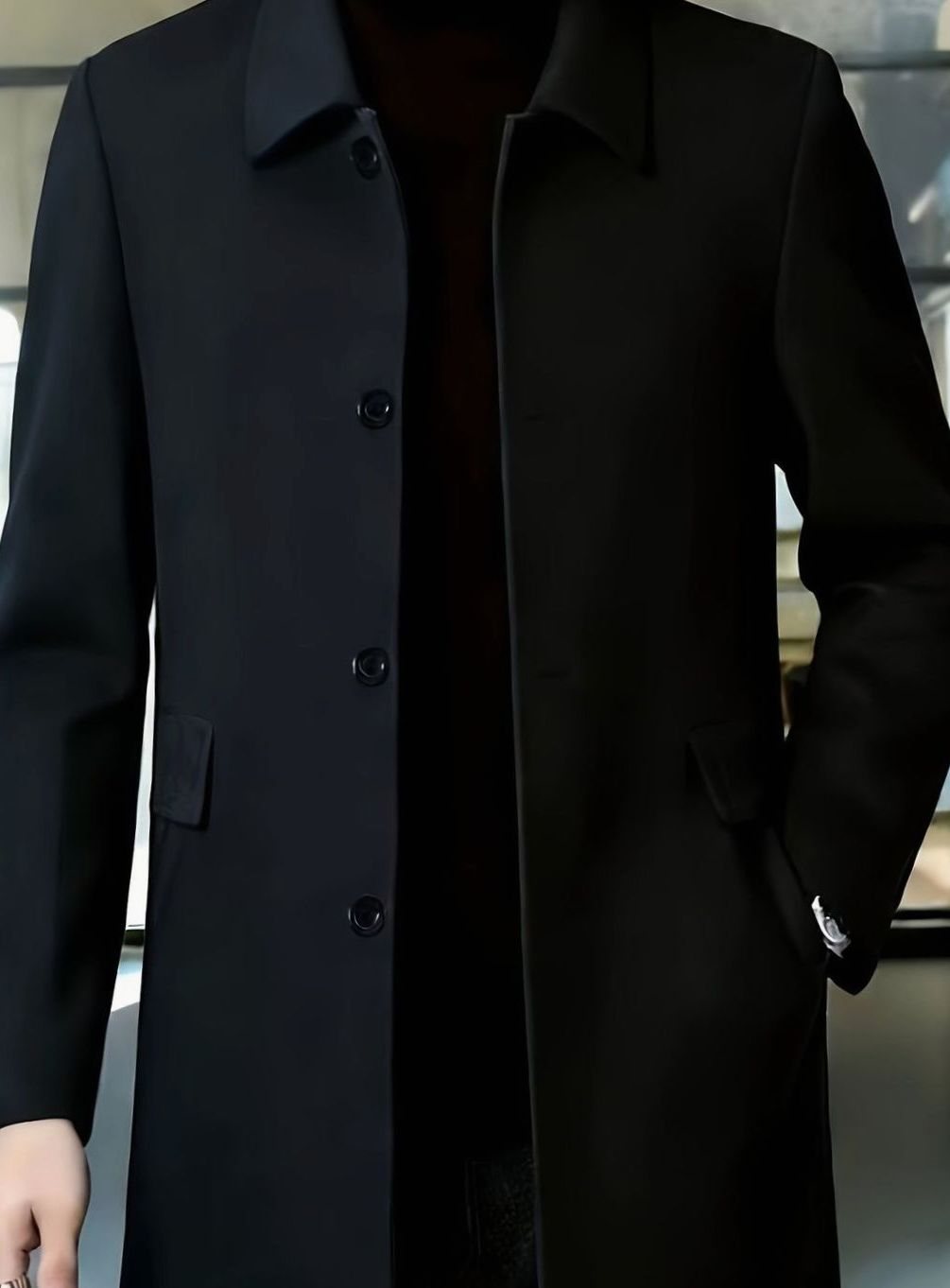 MANSSINO™ | Single-Breasted Wool Overcoat Classic Collar Topcoat