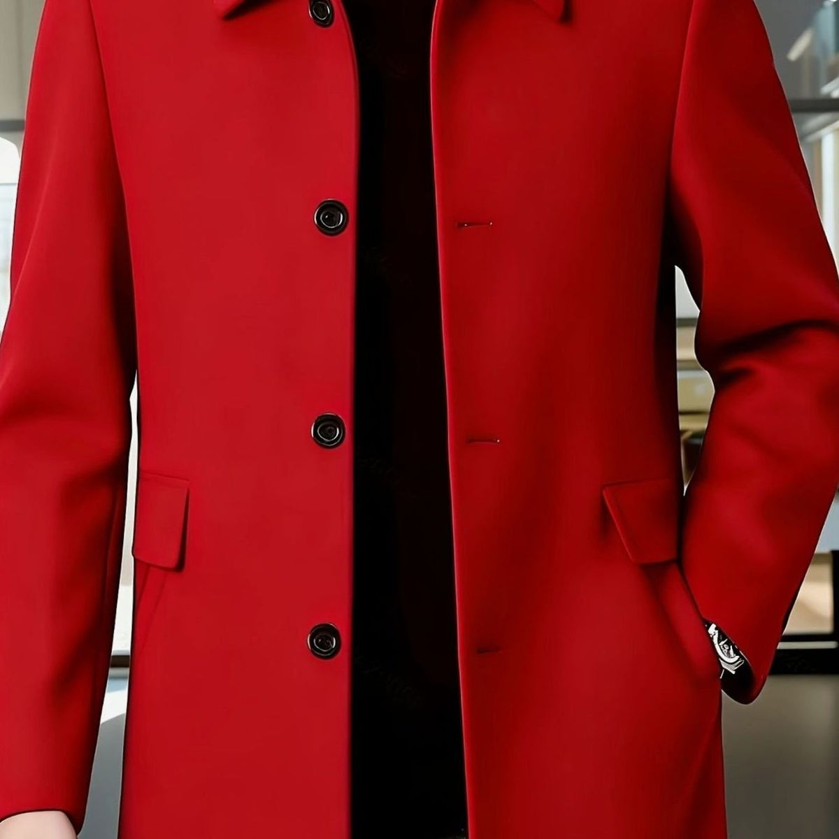 MANSSINO™ | Single-Breasted Wool Overcoat Classic Collar Topcoat
