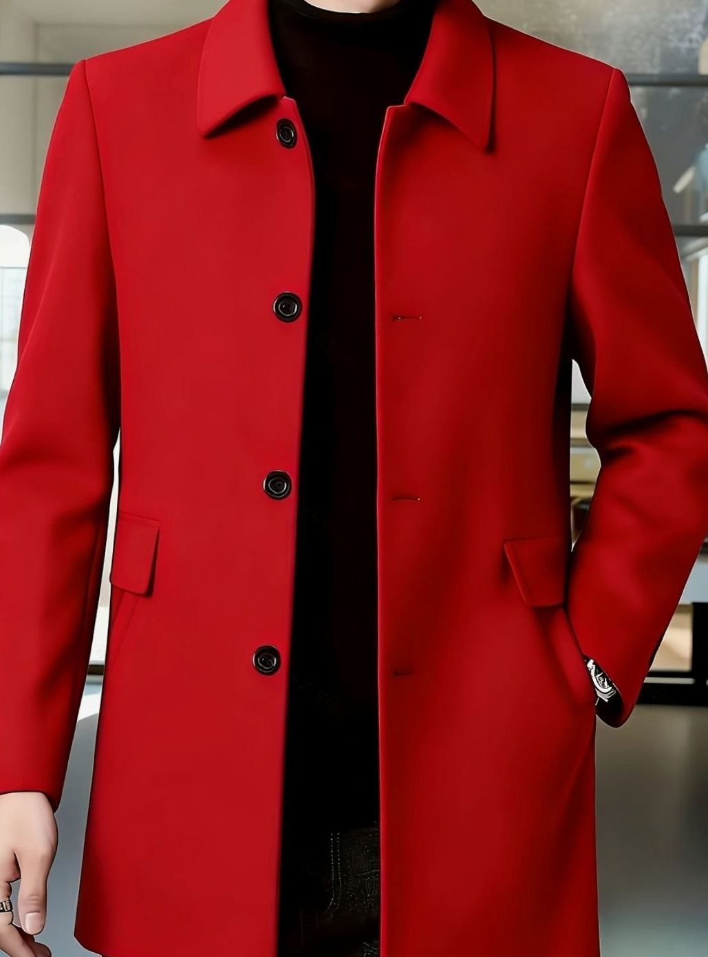 MANSSINO™ | Single-Breasted Wool Overcoat Classic Collar Topcoat