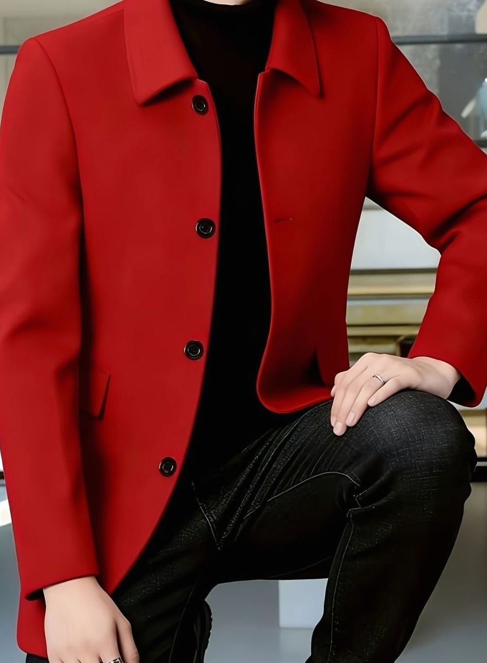 MANSSINO™ | Single-Breasted Wool Overcoat Classic Collar Topcoat